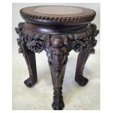 Heavily Carved Asian Marble Inset Plant Stand