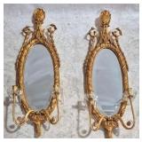 Pair French Oval Wall Sconce Mirrors