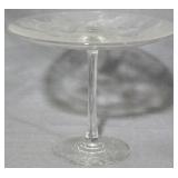 Art Glass Wheel Cut Compote 6.5x8"