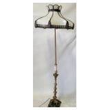 Agate & Brass Floor Lamp, Slag Glass Shade