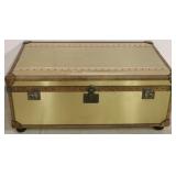 Lazzaro brass trunk style coffee table w/drawers