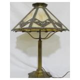 Bradley & Hubbard Antique Slag Glass Panel Lamp