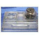 Glass Inkwell Desk Set 9x6x4