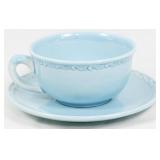 Blue Pottery Cup and Saucer 3"