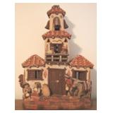 Art Pottery Building w / People - 19" x 6" x 3"