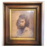 Artist Signed Portrait in Walnut Frame