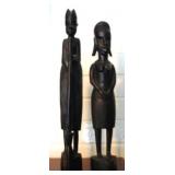 2 Carved Wood Statues