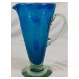 Blue Glass Pitcher Vase 11"