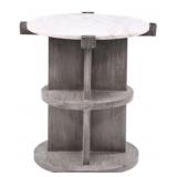 Treasure Trove Kyla Wood Chairside Table w/ Marble