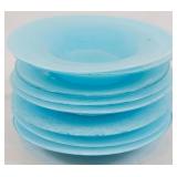 8 Blue Glass Bowls 6.5"