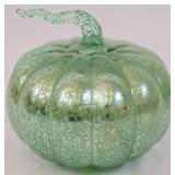 Green Glass Pumpkin - 7" Tall