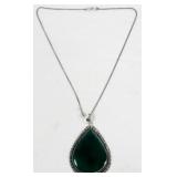 Assudani Green Onyx Leerman Silver Necklace