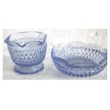 2 Blue Glass Dishes