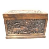 Carved Wood Chest - 22" x 14.5" x 12"