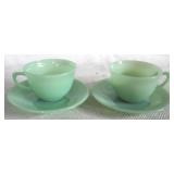 Jadeite Cups & Saucers Set