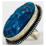 Turquoise Leerman Silver Ring sz 9