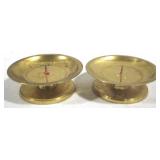 2 Brass Candle Holders - 4.5" Round