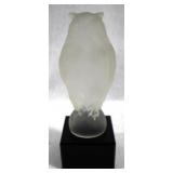 Lalique Owl on Stand - 9" Tall