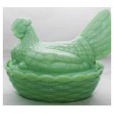 Jadeite Hen on Nest 6.5x8x6.5