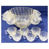 Glass Punch Bowl with 12 Cups