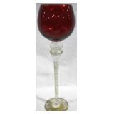 Ruby w./ Gold Fleck Tall Candle Luster 15.5"