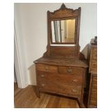 Antique 4 drawer chest with mirror