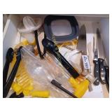 Drawer of kitchen utensils, knives etc