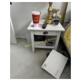 White bedside table with drawer and shelf