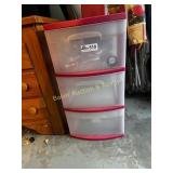 3 drawer plastic storage container and contents