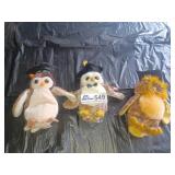 Lot of 3 TY Beanie Babies Wise, Smarter, Smartest