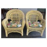 (2) Whicker Chairs w/ Cushions