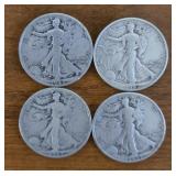 (4) Walking Liberty Half Dollars