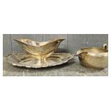 Silver Plated Gravy Boat & Sugar & Cream Dish