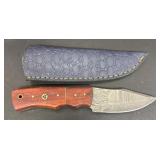 Custom Damascus Knife w/ Leather Sheath #14