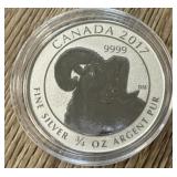 2017 3/4oz Silver Round - "Big Horn Sheep" Canada