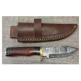 Custom Damascus Knife w/ Resin Handle & Sheath