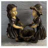 Friendship Girls Holding Basket Decor