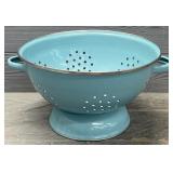 11" Teal Enameled Metal Colander/Strainer