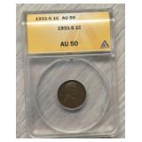 1931-S 1C AU 50 Graded Penny