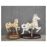 (2) Ceramic Carousel Horses w/ Wood Bases