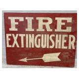 Old Fashioned Wooden Fire Extinguisher Sign