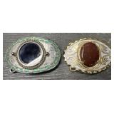 (2) Western Style Belt Buckles w/ Center Stone #2