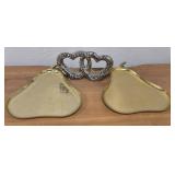 (2) Pear Trays Heart Rings Decor