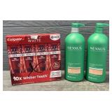 Nexxus Shampoo & Conditioner w/ Colgate Toothpaste