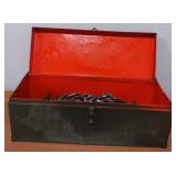 Green Metal Toolbox With Tow Chain