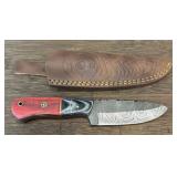 Custom Damascus Knife w/ Sheath #4