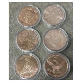 (6) 1oz Rounds .999 Fine Copper Coins