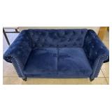 Crushed Cobalt Blue Velvet Loveseat