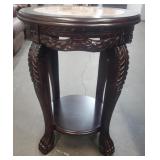 Rosewood Victorian Oval Marble Top Accent Table