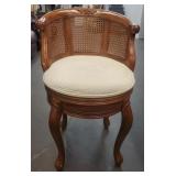 French Provinical Swivel Cane Vanity Chair